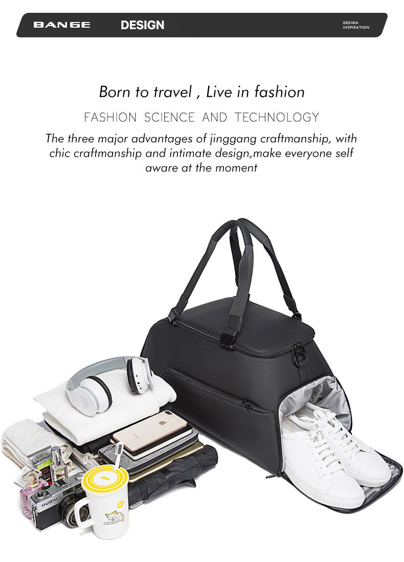 Bange Rocket Multi Compartment Big Capacity Hidden Zipper Pocket DryWet Separation 3IN1 Waterproof Travel Bag