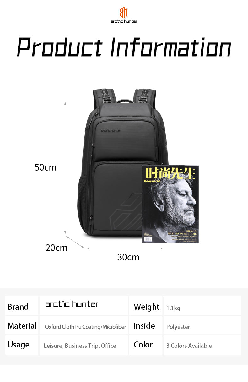 Arctic Hunter i-Mick Laptop Backpack Business Trip Leisure Multi Compartment Super Organized Glasses Compartment (15.6")