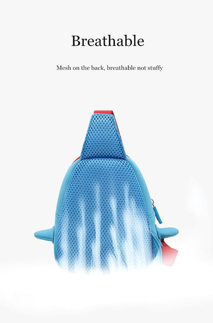 NOHOO Kid Jaws Blue 3D Design Children Boy Sling Crossbody Travel Preschool Bag
