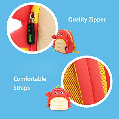 NOHOO Kid Crab Cute 3D Design School Bag Waterproof Preschool Backpack Bags