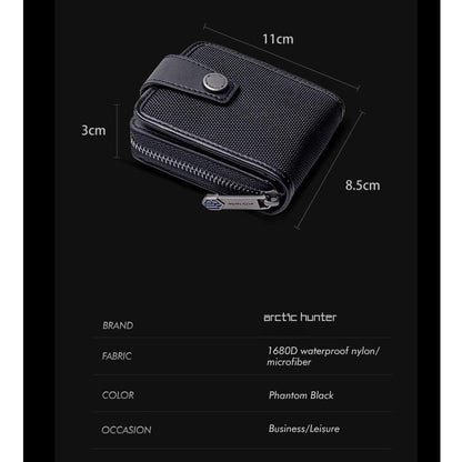 Arctic Hunter Ballistic Nylon Card Holder 12 slots Water Resistant Coin Compartment with Zipper Wallet Purse Fashion