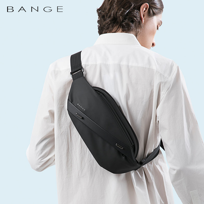 Bange Slant Men Anti-theft Lock Sling Bag Fashion Chest Pack Waterproof USB Crossbody Bag (9.5" tablet)