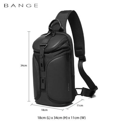 Bange Triway Men Anti-theft Lock Sling Bag Fashion Chest Pack Waterproof USB Crossbody Bag (9.5" tablet)