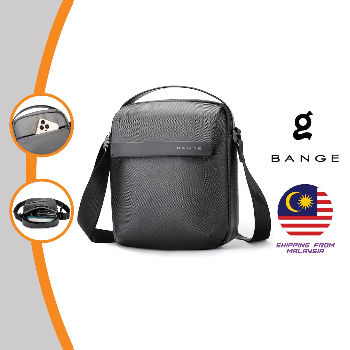 Bange Neutro Sling Bag Shoulder Bag Multicompartment Tablet Compartment (8.6")