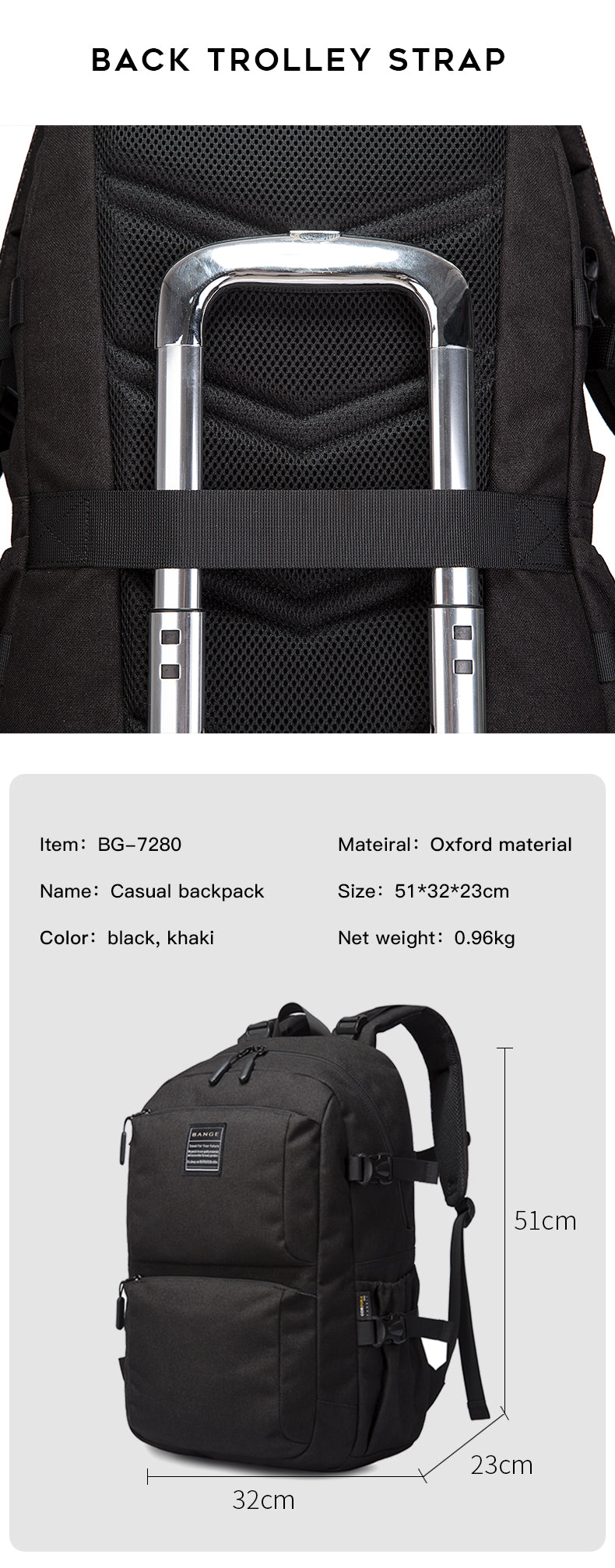 Bange Uniq Multiple Compartment Big Capacity Large Trending Laptop Backpack (15.6")