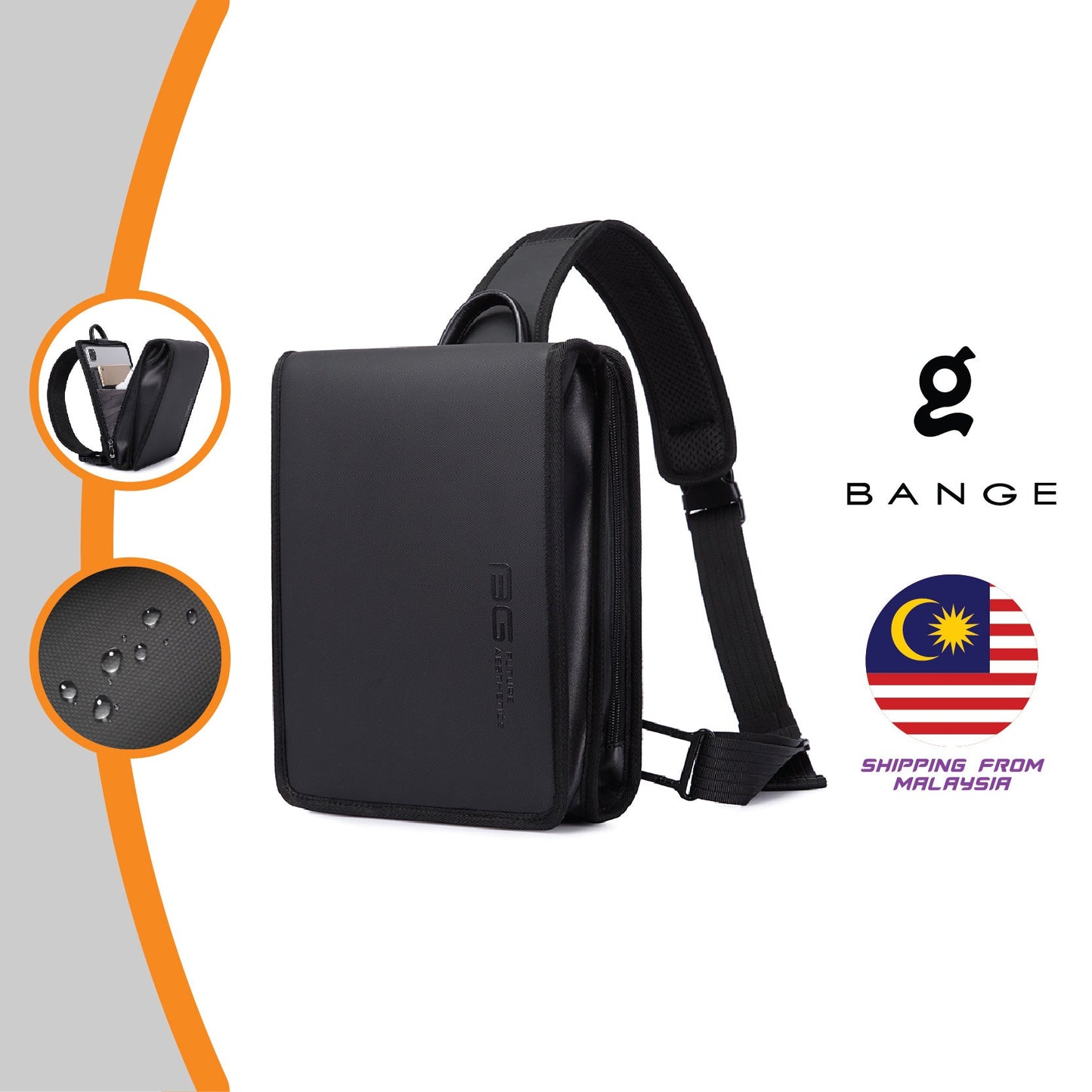 Bange Mini Sleek Crossbody Sling Bag Multiple Compartment Tablet Compartment (9.5")