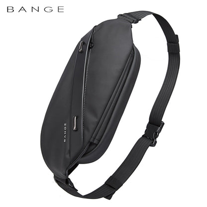 Bange Slant Men Anti-theft Lock Sling Bag Fashion Chest Pack Waterproof USB Crossbody Bag (9.5" tablet)