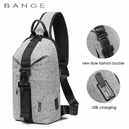 Bange Vanguard Anti-theft Lock Sling Bag Fashion Chest Pack Waterproof USB Crossbody Bag