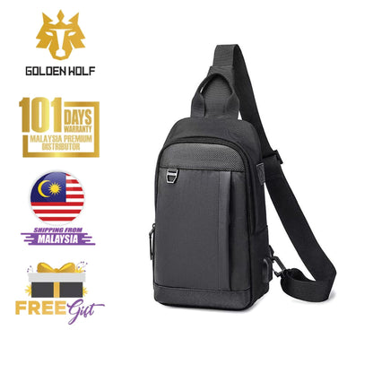 Golden Wolf Garo Sling Bag - Anti-Theft Zipper Crossbody Travel Light Weight