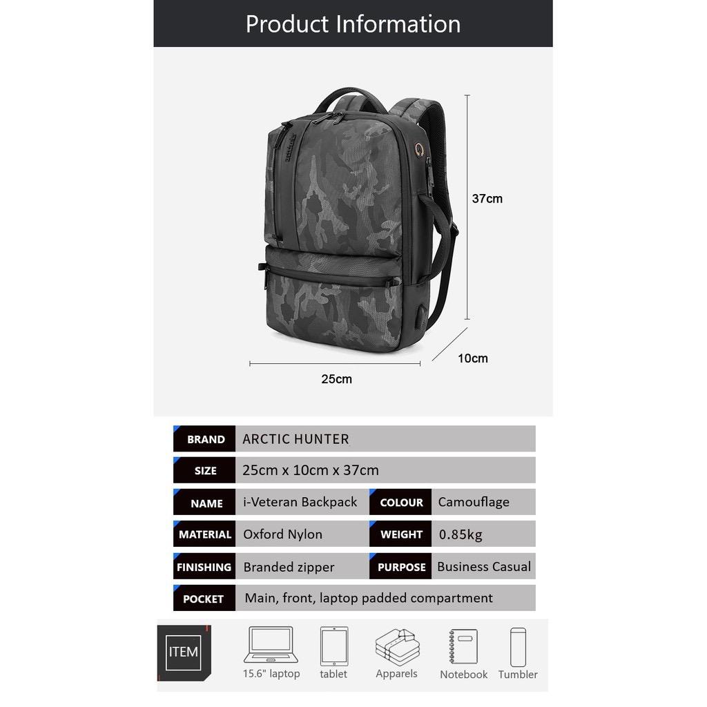 Arctic Hunter i-Veteran Backpack ( 15.6" Laptop)