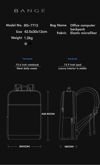 Bange Prowlerz Laptop Bag Business Travel Big Capacity Fast Charging USB Laptop Backpack (15.6'')